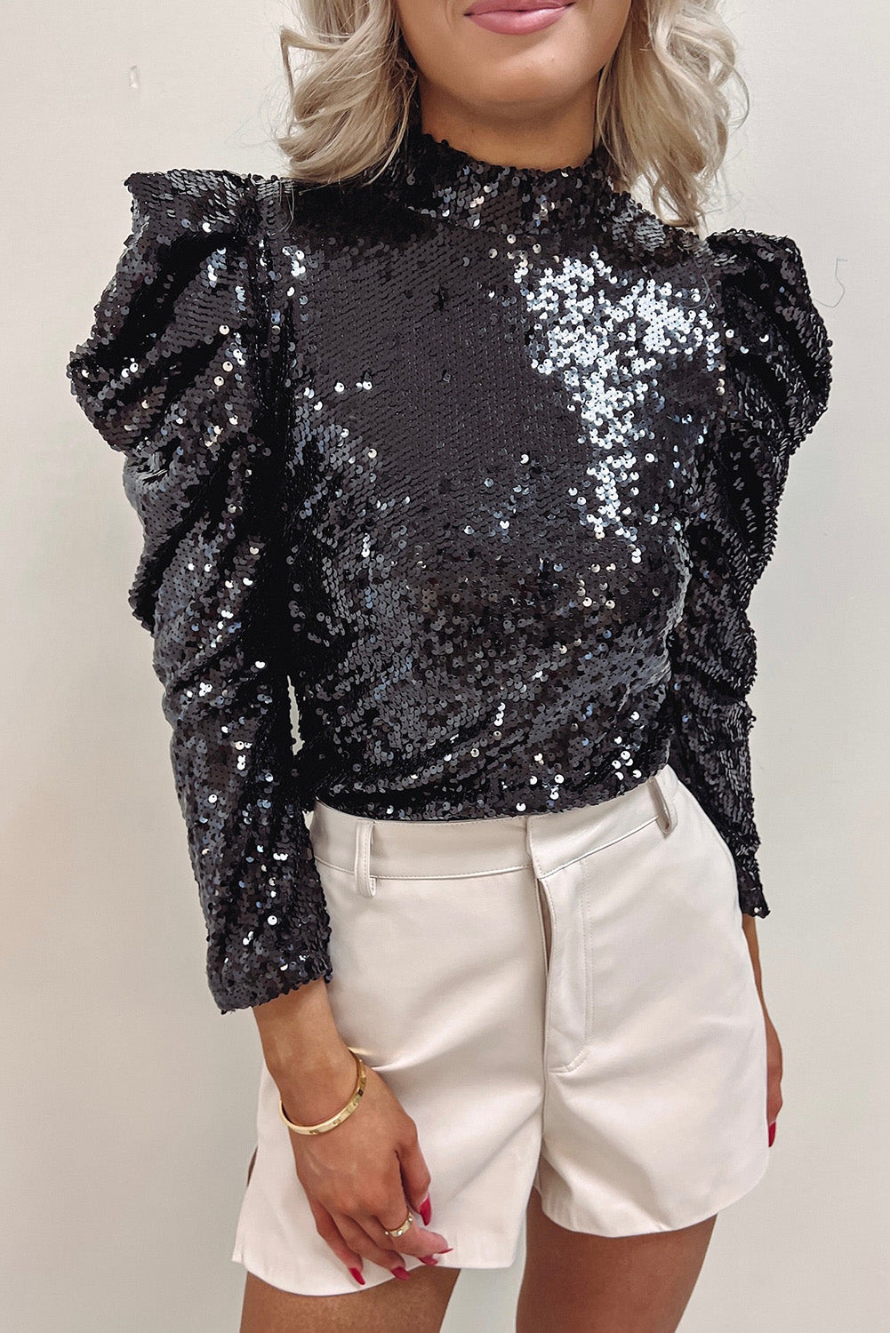 Holly Sequin Top Black