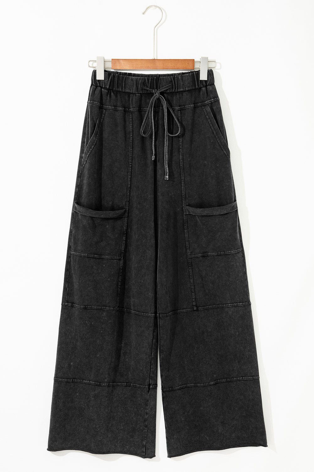 Isabelle Black Wide Leg Cargo Pants