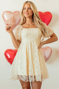Apricot Sequin Lace Dress