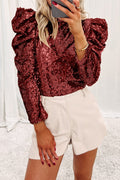 Holly Sequin Top Burgundy