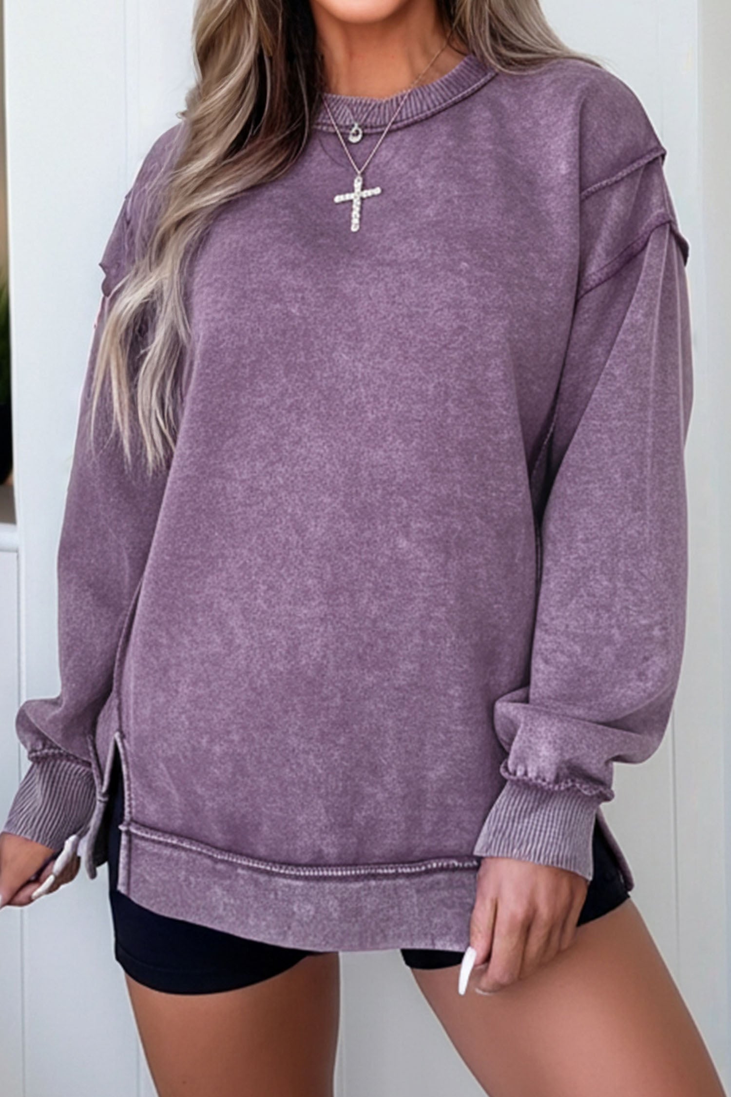 Alexis Slit Sweatshirt Purple