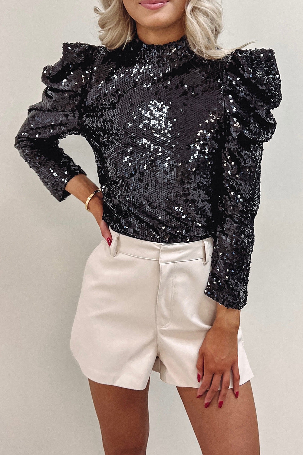 Holly Sequin Top Black