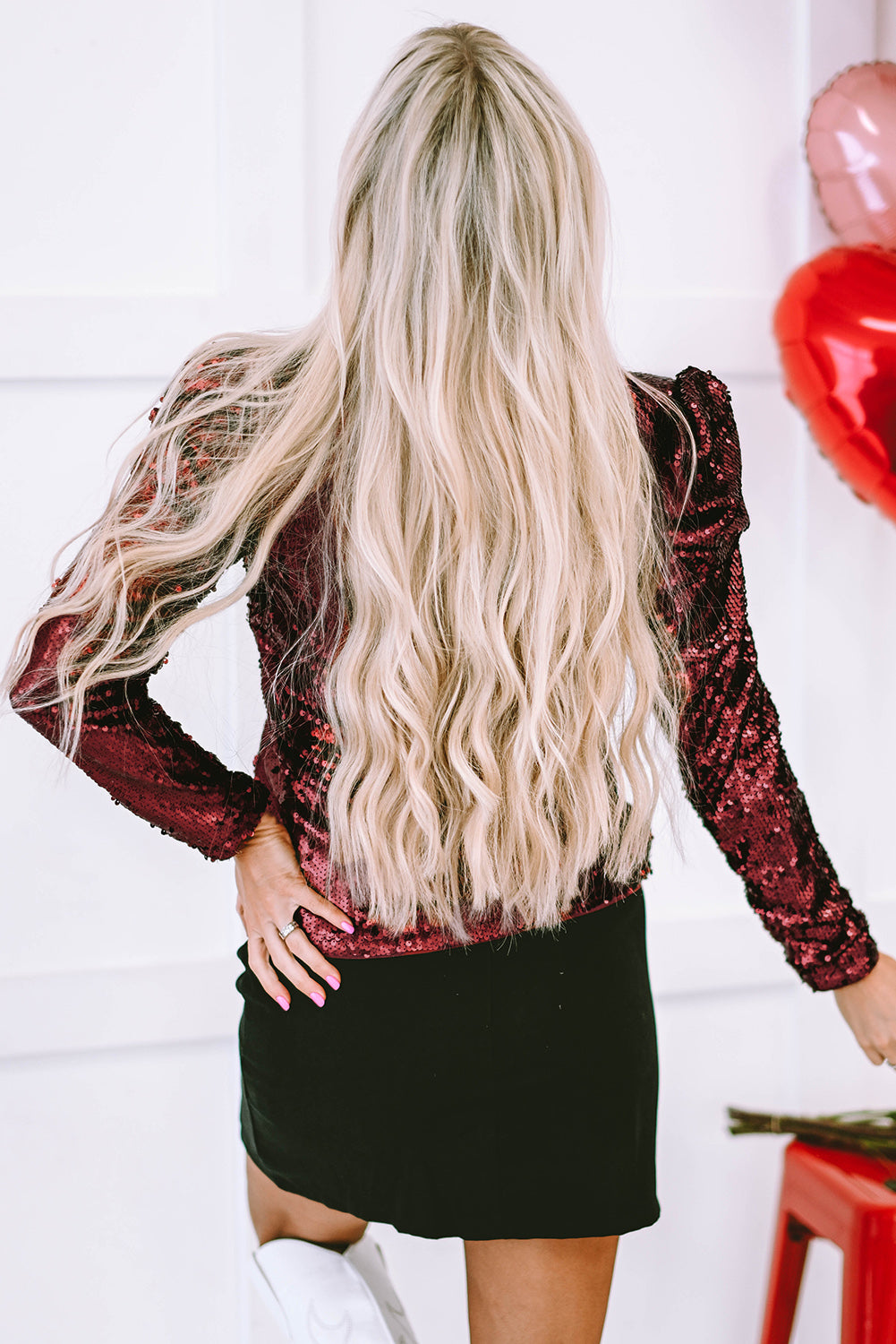 Holly Sequin Top Burgundy