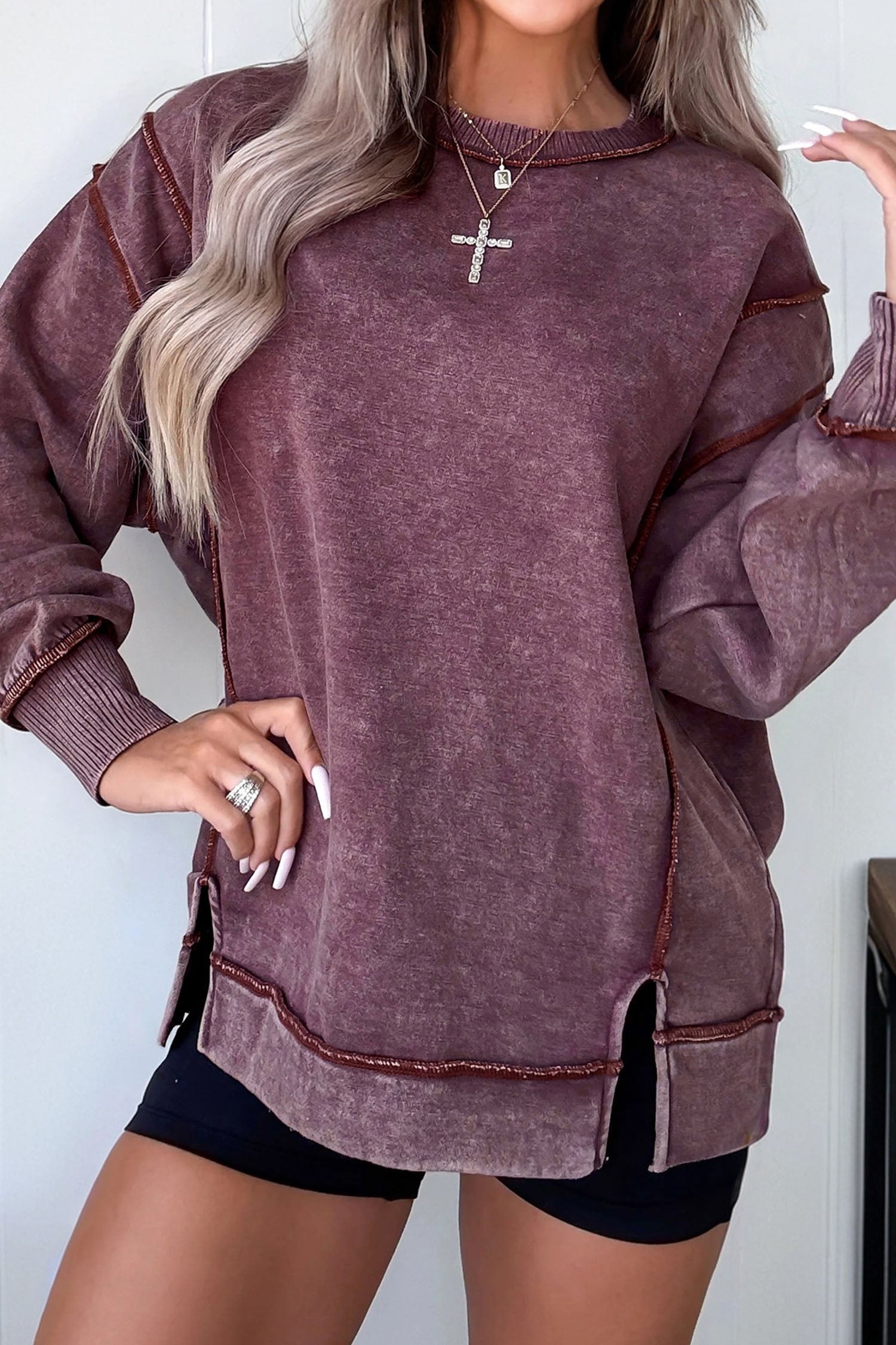 Alexis Slit Sweatshirt Red