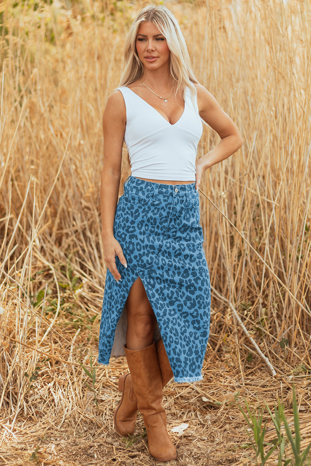 Inaya Denim Midi Skirt