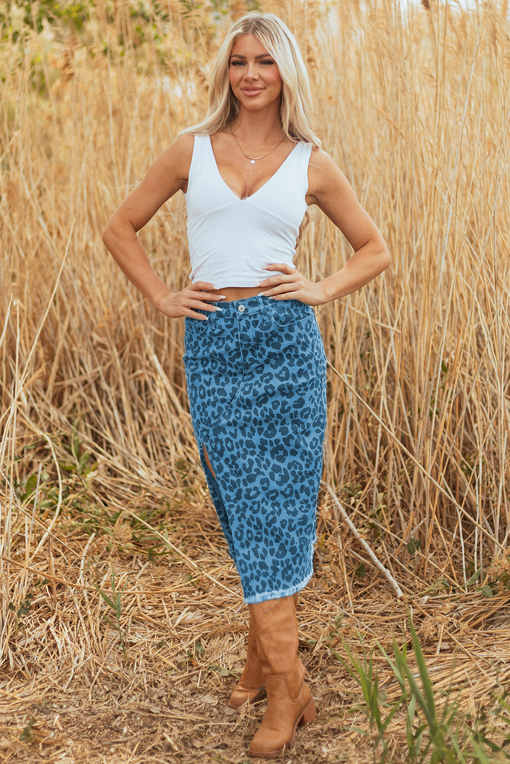Inaya Denim Midi Skirt