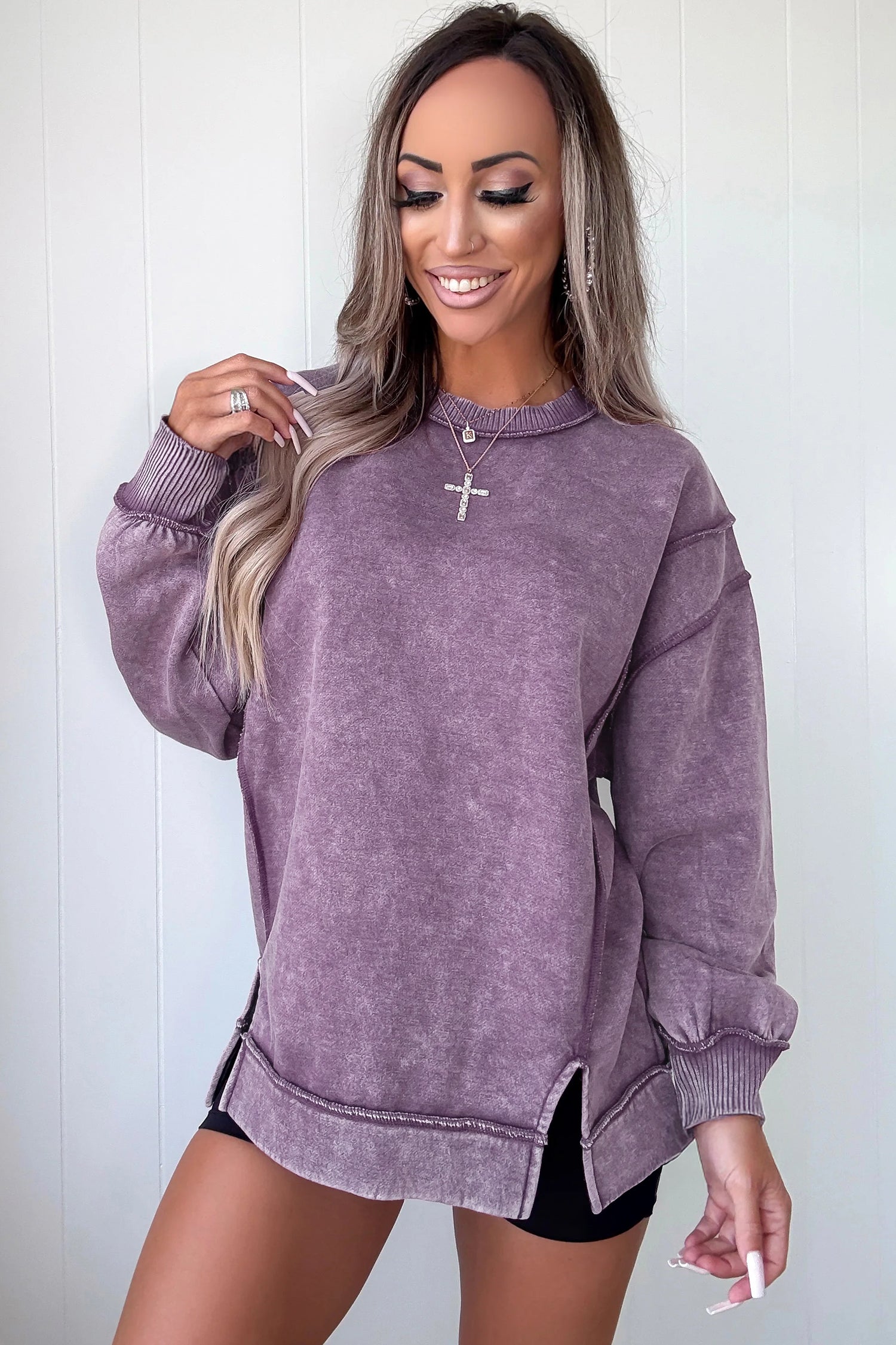 Alexis Slit Sweatshirt Purple