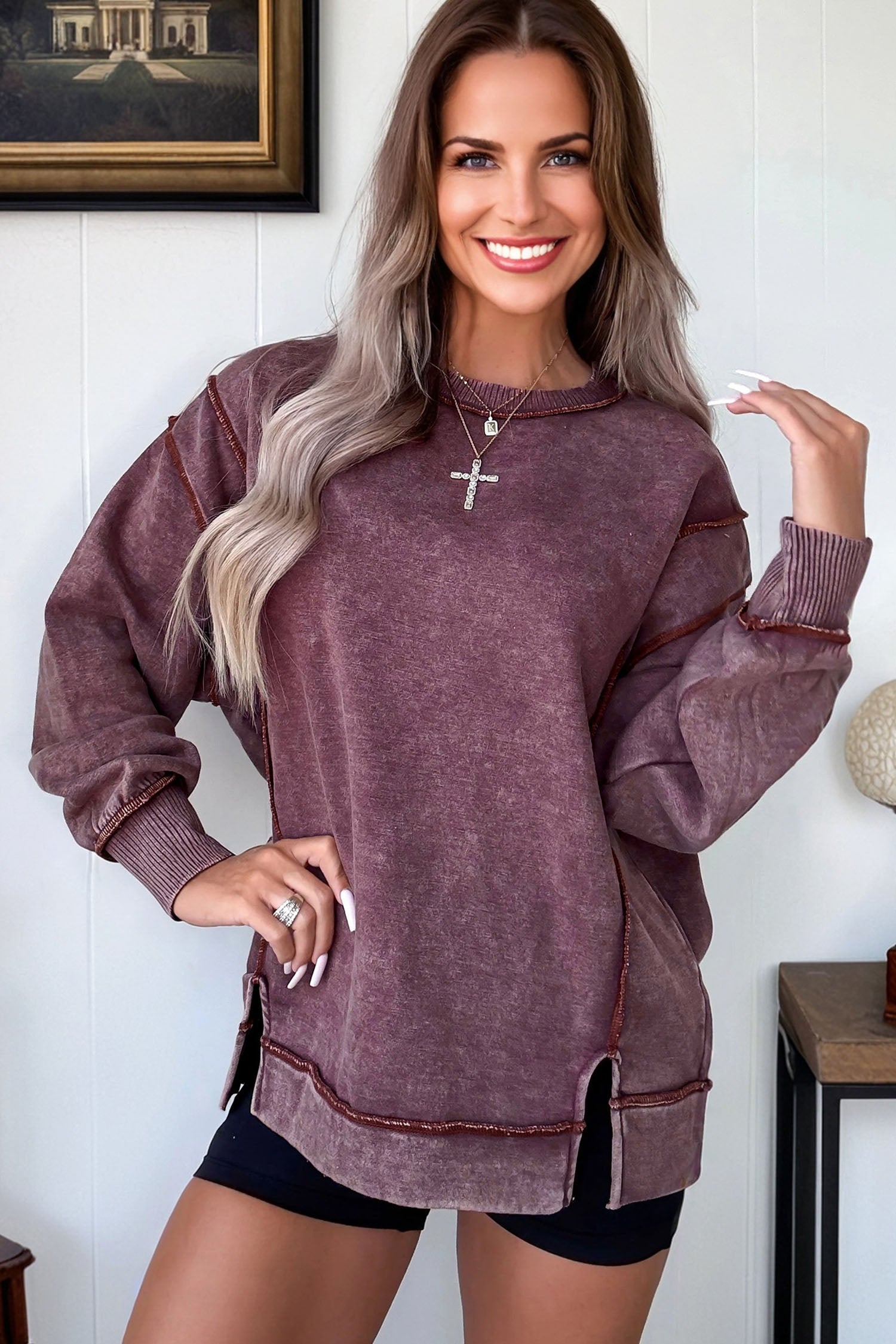 Alexis Slit Sweatshirt Red
