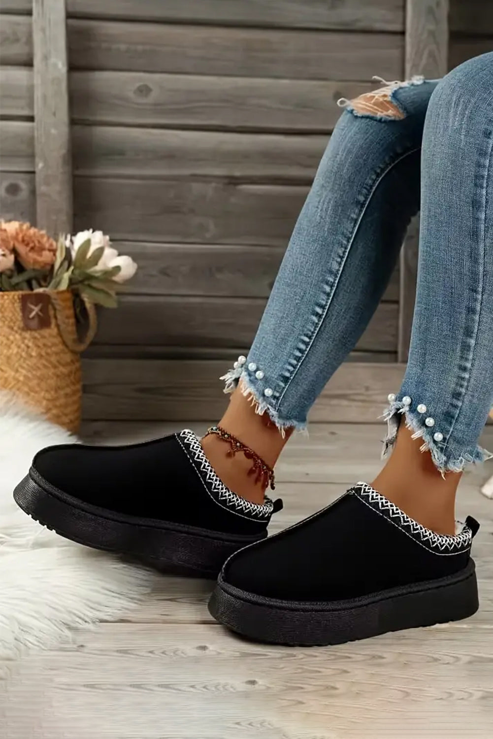 Joanna Black Slip-On Boots