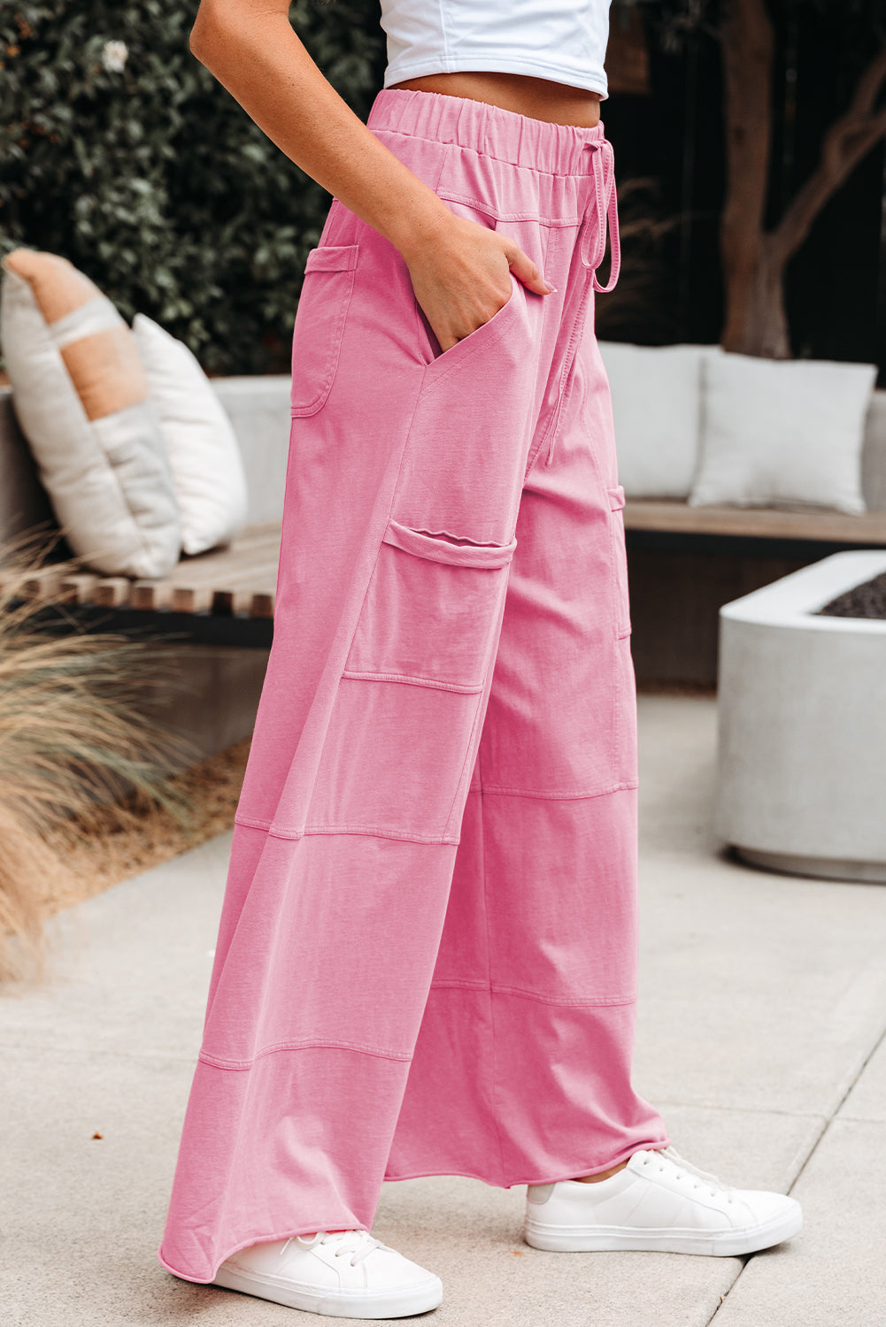 Isabelle Pink Wide Leg Cargo Pants